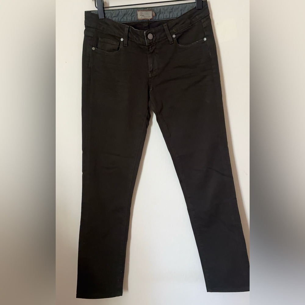 Paige Skyline Drive Coated Skinny Jeans Women’s 29 – Black Waxed Stretch Denim